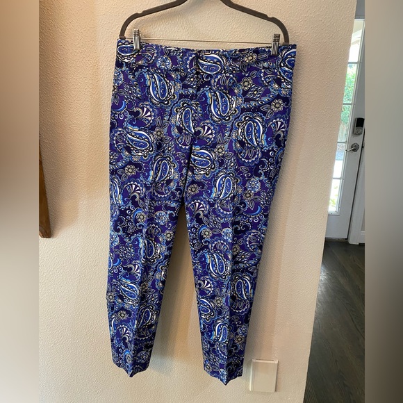 Pappagallo Lined Ankle Pant  Sz 12 - Paisley Design Colorful & Fun EXCELLENT - Picture 1 of 8
